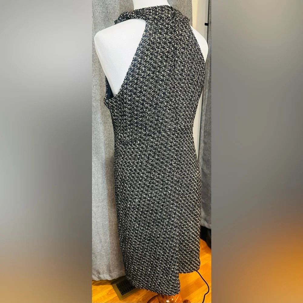INC International Concepts Black and Gold Tweed Dress with Beaded Collar